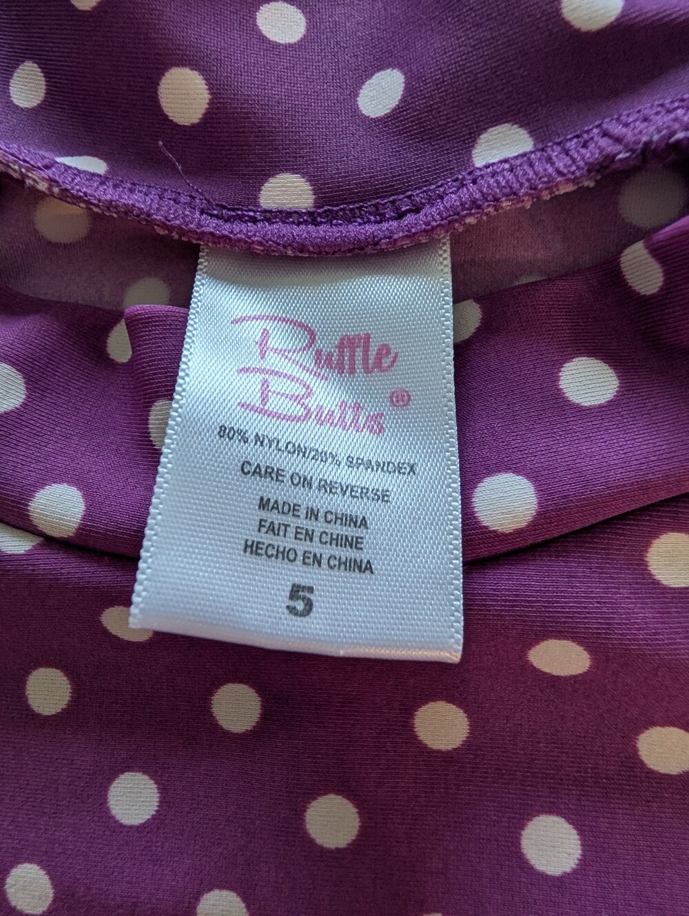 RuffleButts Purple Polka Dot Ruffle Rash Guard Swim Set - Picture 4 of 4